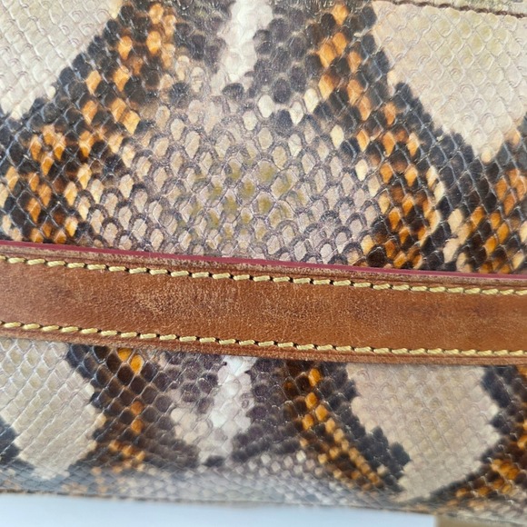 Dooney & Bourke Python Snake Embossed Leather Shoulder Bag Brown Tan Tassel - Picture 10 of 13